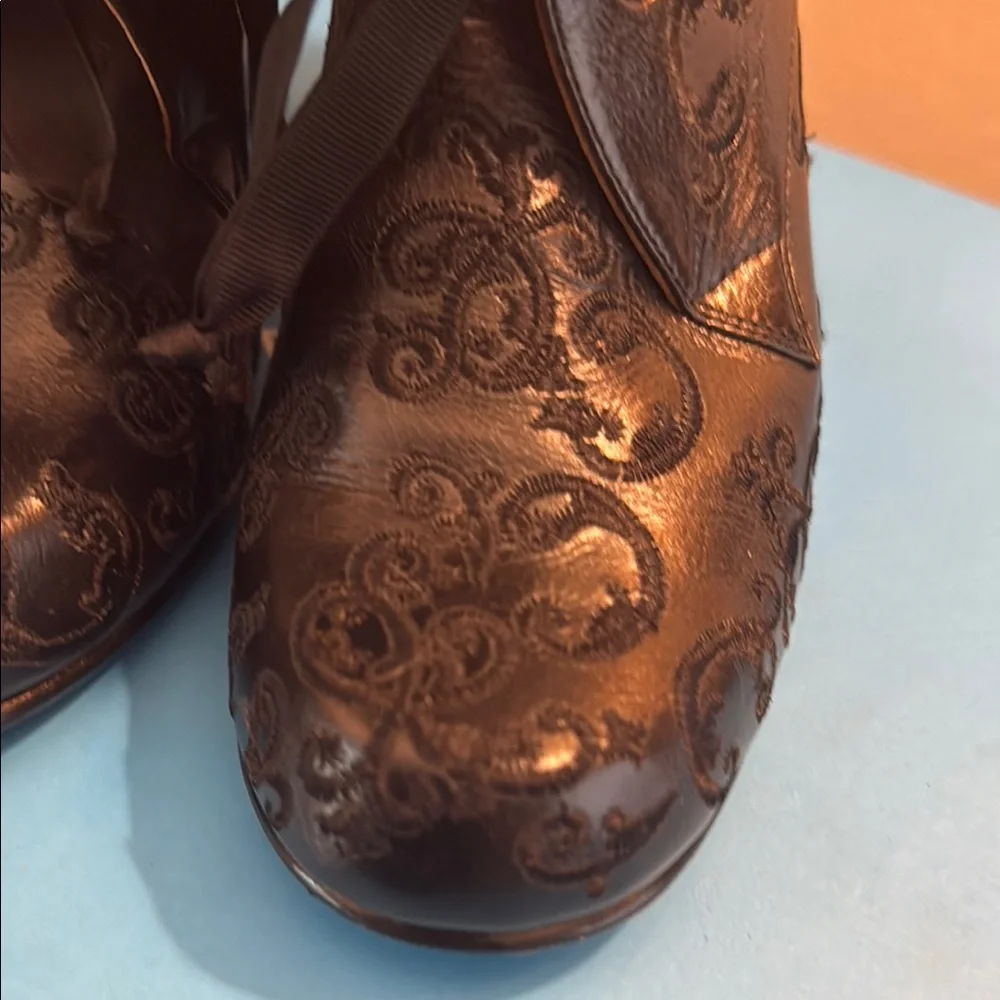 John Fluevog Stunner Black Embroidery Patterned Heeled Boots - Picture 8 of 16
